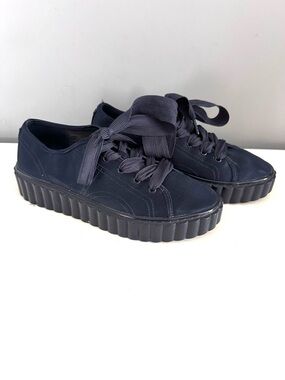Tory Burch - Women’s Navy Blue Satin, Lace Up Sneaker, Platform, Size 7.5